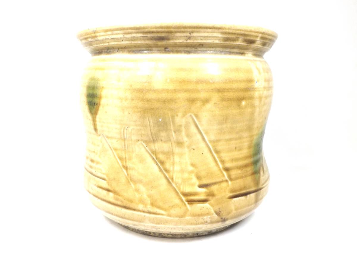 昭和ビンテージ 茶道具 水指 大きいサイズ 蓋無し 在銘品(作者不詳)和陶 陶器 茶器 茶道 箱無し TNI510拍卖