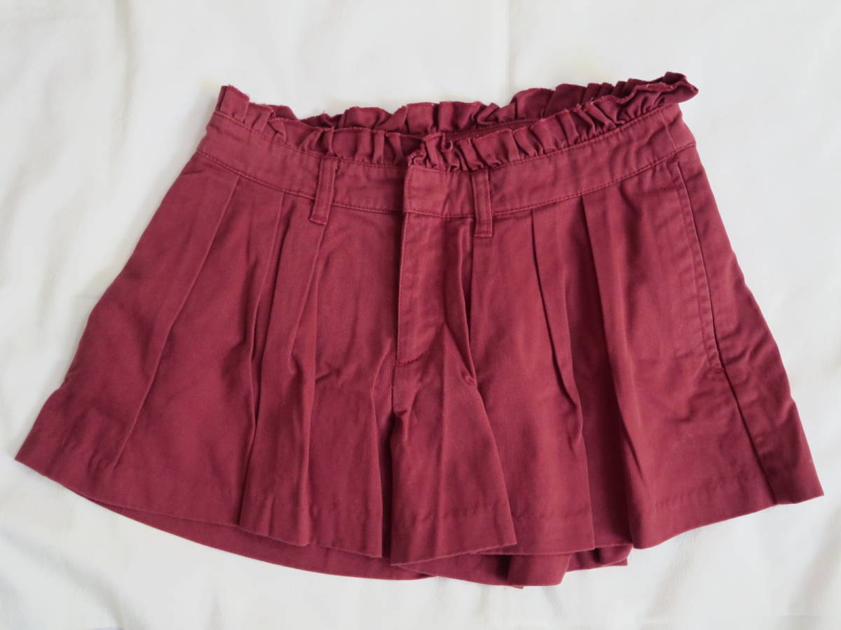 Doubule focus◆ダブルフォーカス◆キュロットパンツ◆濃赤◆深紅◆フリル◆ポケット付き◆S◆ウエスト61◆ヒップ82~90拍卖