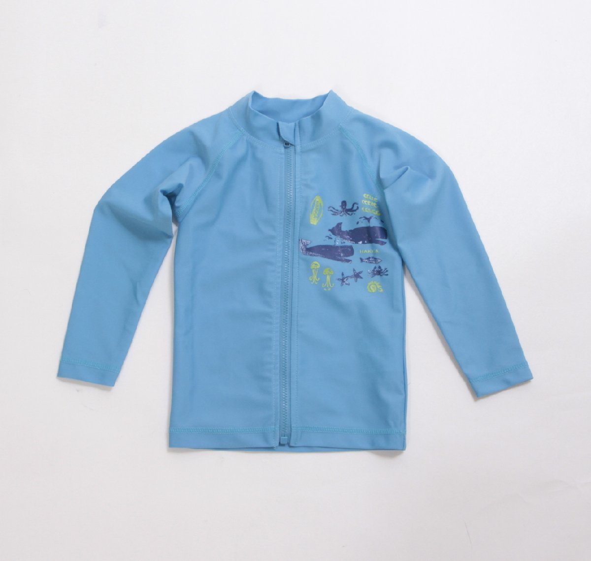 hakka baby◆ハッカベビー 美品キッズプリントラッシュガード 水着 ブルー サイズSS拍卖