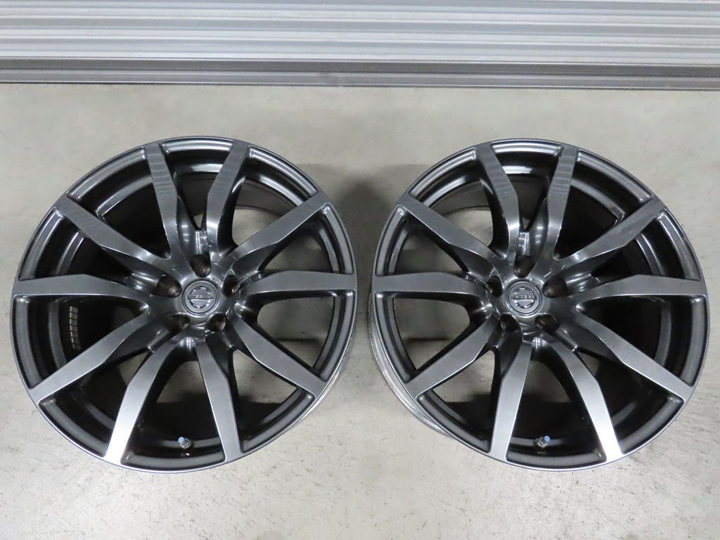 2本 ガリ傷無し ニッサン R35 GT-R 純正 中期 レイズ 10.5J+25 PCD114.3 5穴 20インチ RAYS 緑 空気圧センサー付属拍卖