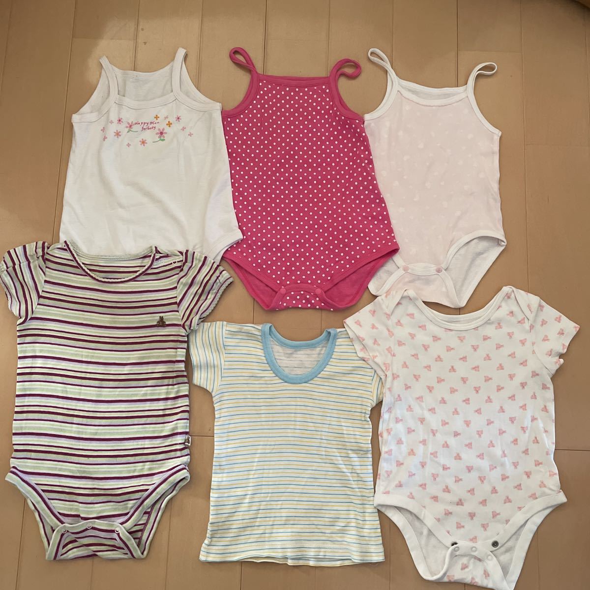 送料込み GAPなど 女の子ロンパース肌着 キャミソールと半袖 6枚セット 70cm 80cm 綿100% 送料無料拍卖