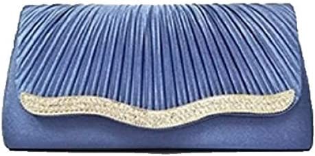 新品●送料無料●プリーツ サテンパーティバッグ ブルーグレー拍卖