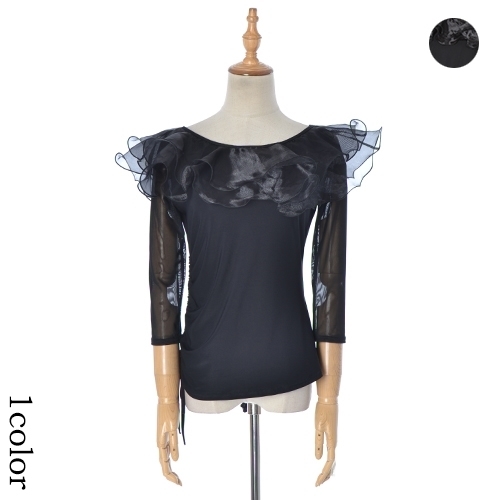 新品●◎社交ダンス カットソー オーガンジー襟 丈調節可能拍卖