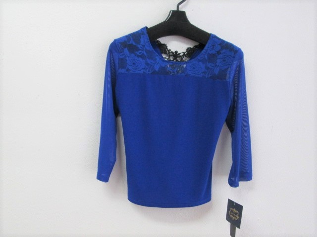 新品●送料無料◎社交ダンス カットソー 前後ろ 両方着用可能 きれいな青 ロイヤルブルー拍卖
