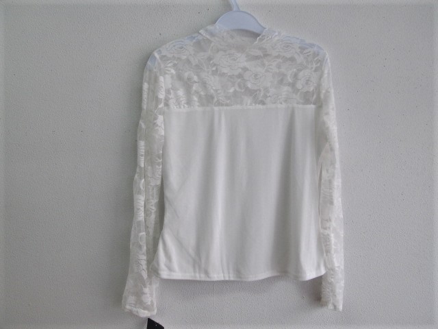 新品●◎おしゃれな トップス 白 薔薇 レース切り替え拍卖
