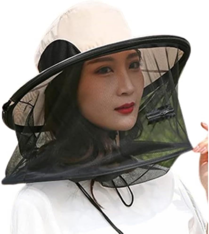 新品●送料無料●虫よけネットつき帽子★ネット取り外し可能★男女兼用★ベージュ つり フィッシングハット 行楽拍卖