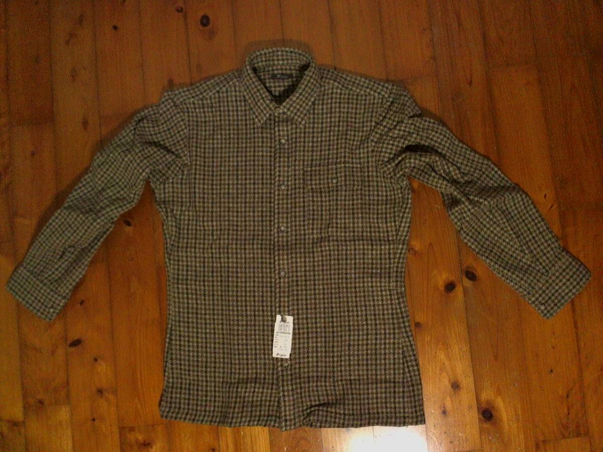 ★トロージャン【Trojan】毛素材シャツ フランネル長袖シャツ L-32 ブラウン ベージュ 深緑拍卖