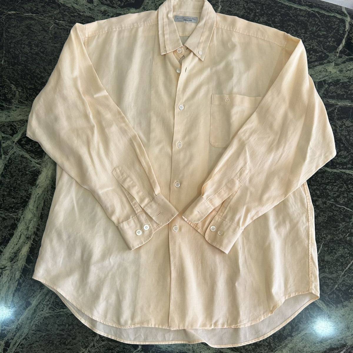 【美品】mila schon sports★ミラショーンスポーツ ボタンダウンシャツ 暖色系 薄オレンジ 5サイズ XLサイズ相当 長袖シャツ メンズ拍卖