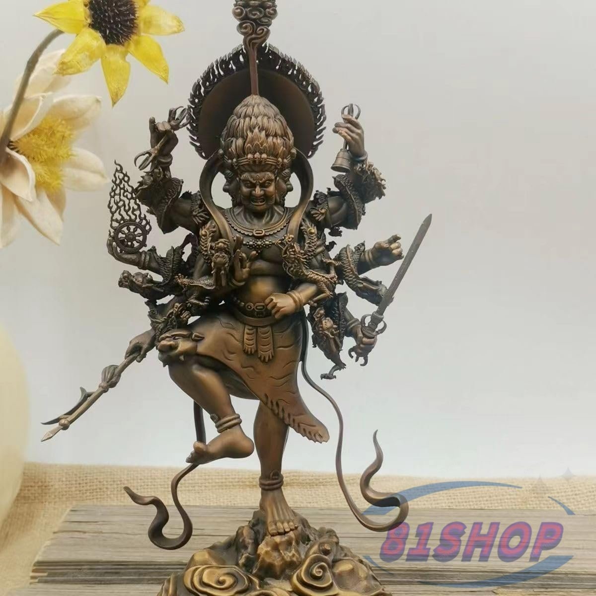 仏像 烏枢沙摩明王 23cm(トイレの神様)お手洗い 洗面所の守り本尊 銅器拍卖