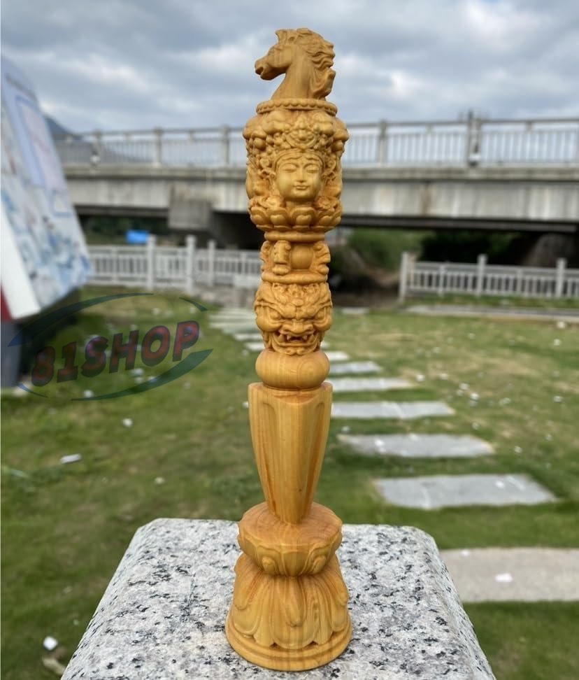 「81SHOP」密教法具 寺院仏具 金鋼杵 (馬頭明王)木彫仏具 手道具・金剛杵高さ20cm拍卖