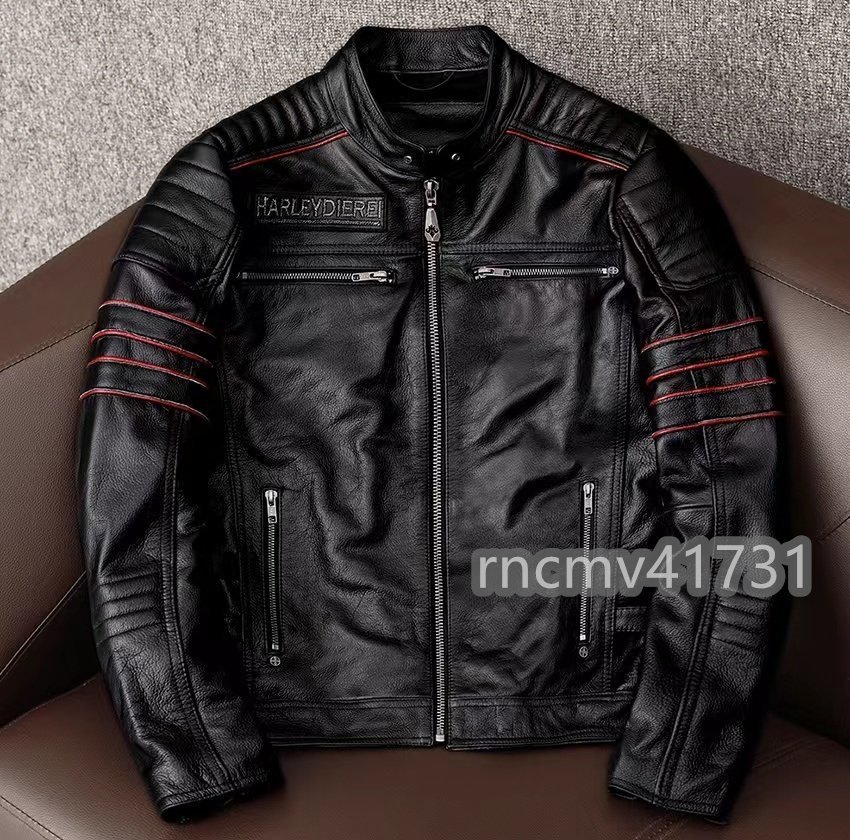 「81SHOP」本革 ライダース 機関車 スカル柄 バイクジャケット カウハイド 牛革 革ジャン メンズファッション拍卖