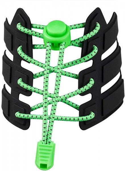 靴ひも 結ばない 靴紐 ほどけない くつひも 伸縮 ゴム 伸びる靴紐 脱ぎ履き ワンタッチ 楽々 大人 子供 レースロック(蛍光グリーン)拍卖