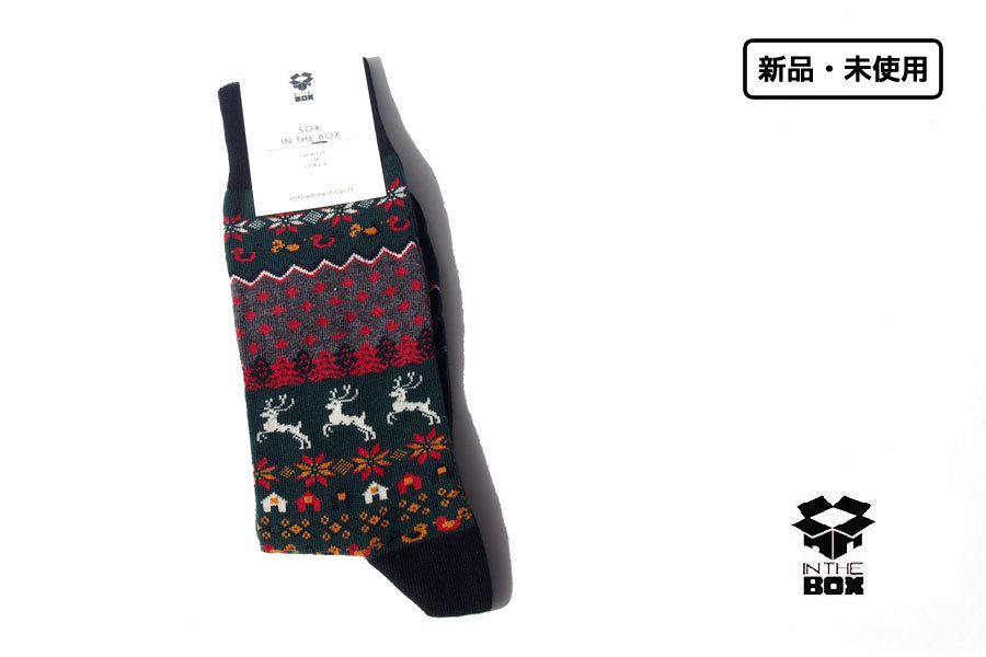 送料無料★新品|未使用|インザボックス|IN THE BOX|クルー丈トナカイ柄カジュアルソックス|ITM784010|040拍卖