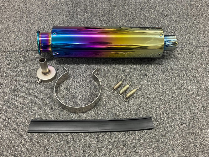 C-0818-257c マフラー ステンレス テールアップ レース管 重低音 縦型 サイレンサー 全焼き エイプ 等 エンジン 用 【 訳 あり 】拍卖