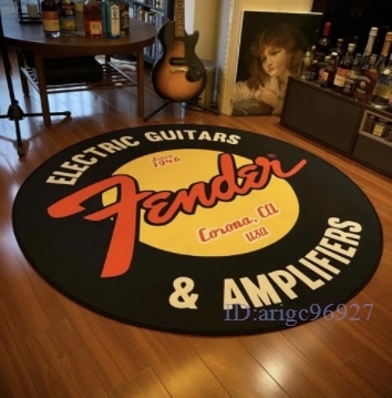 O268★新品オシャレなカーペット!フェンダーギターラウンドカーペット ロック 床マット フランネル ラグマット拍卖