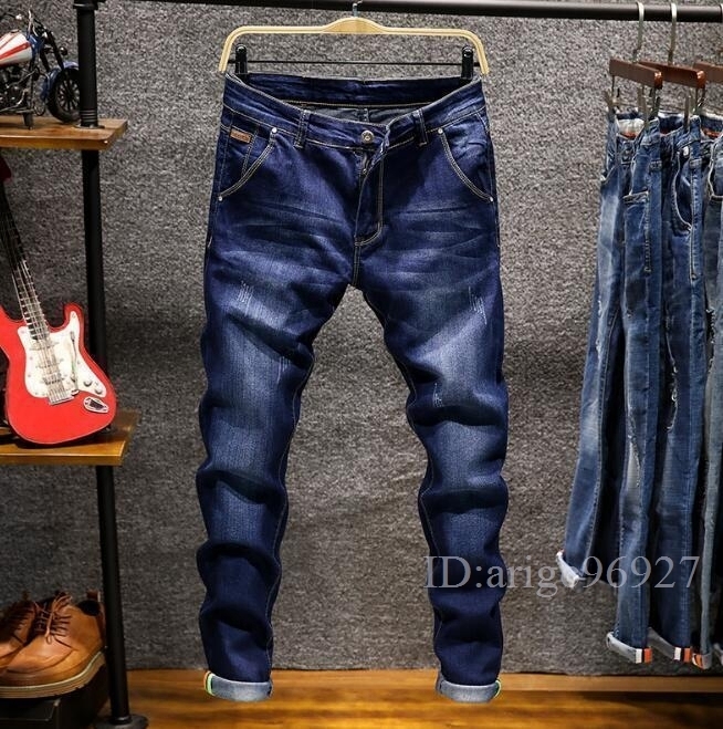 H501★デニムパンツ ストレッチ ロングパンツ ジーンズ メンズスキニー デニム チノパンウォッシュ 6色 W28~W38サイズ選択 紺拍卖