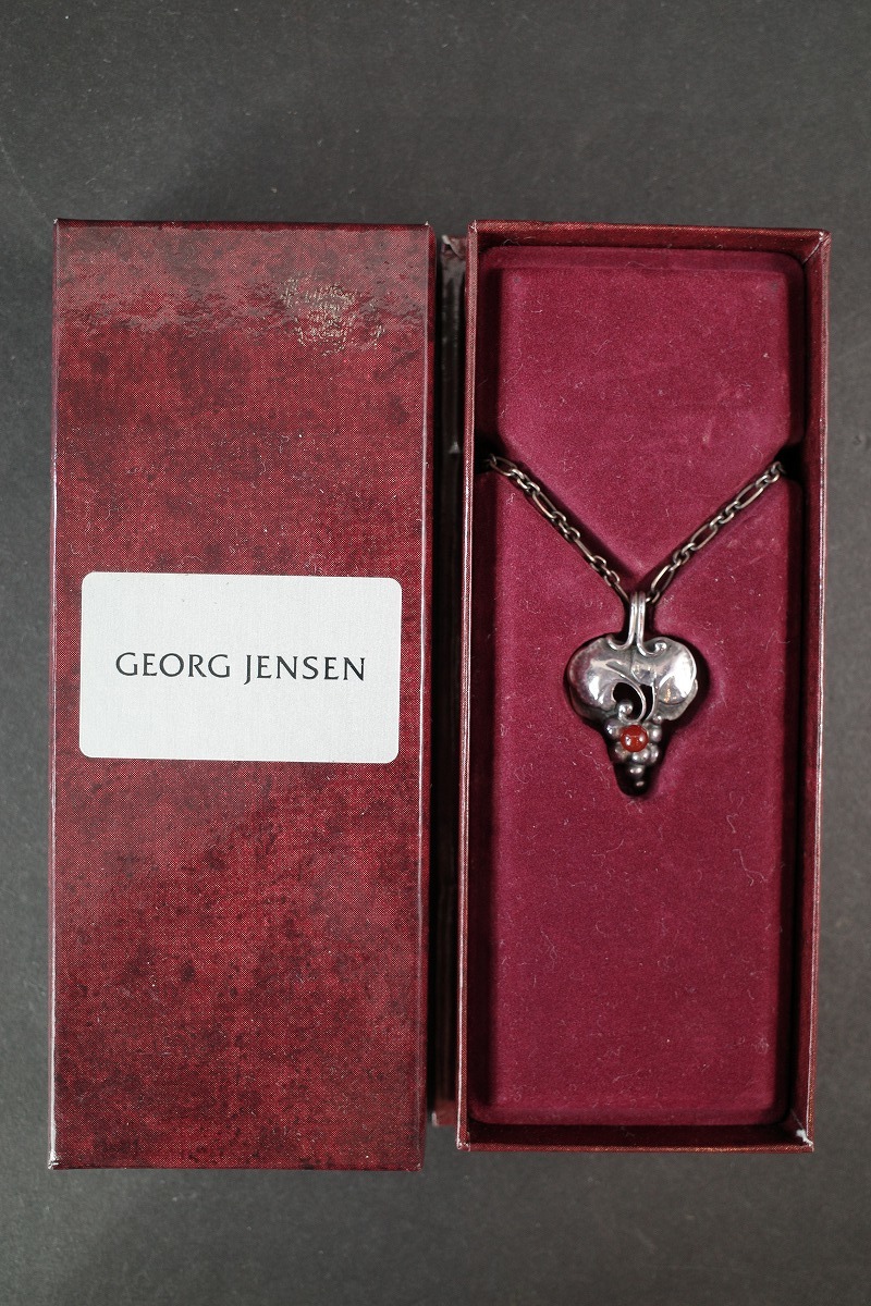 GEORGE JENSEN ジョージ ジェンセン 925 シルバー 1996 葡萄 グレープ カーネリアン ネックレス ペンダント デンマーク アクセサリー拍卖