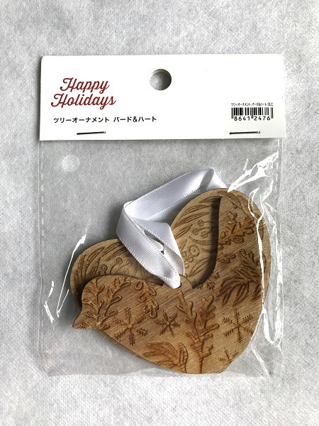 新品・未開封 クリスマス ツリー オーナメント バード ハート 2個セット 鳥 木製 飾り 雪の結晶 草花 ニトリ拍卖