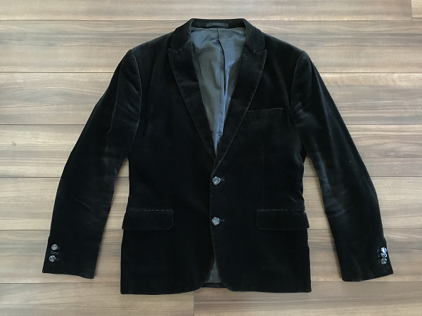 古着 難あり TETE HOMME テットオム ビロード テーラード ジャケット 黒 LL 大きいサイズ/ブラック/別珍/ベロア/ベルベット/秋冬/シングル5拍卖