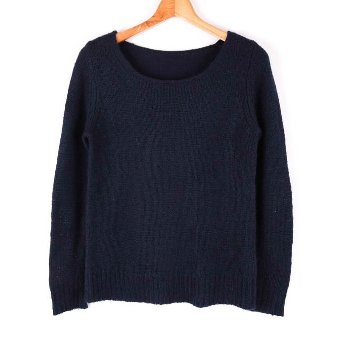 ロペ ニット セーター 長袖 ウール/モヘヤ混 ラウンドネック 無地 トップス レディース Mサイズ ネイビー ROPE'拍卖