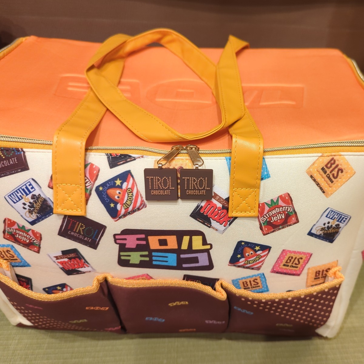 多機能収納ボックス バッグ★チロルチョコ イエロー 40×30×25cm 拍卖