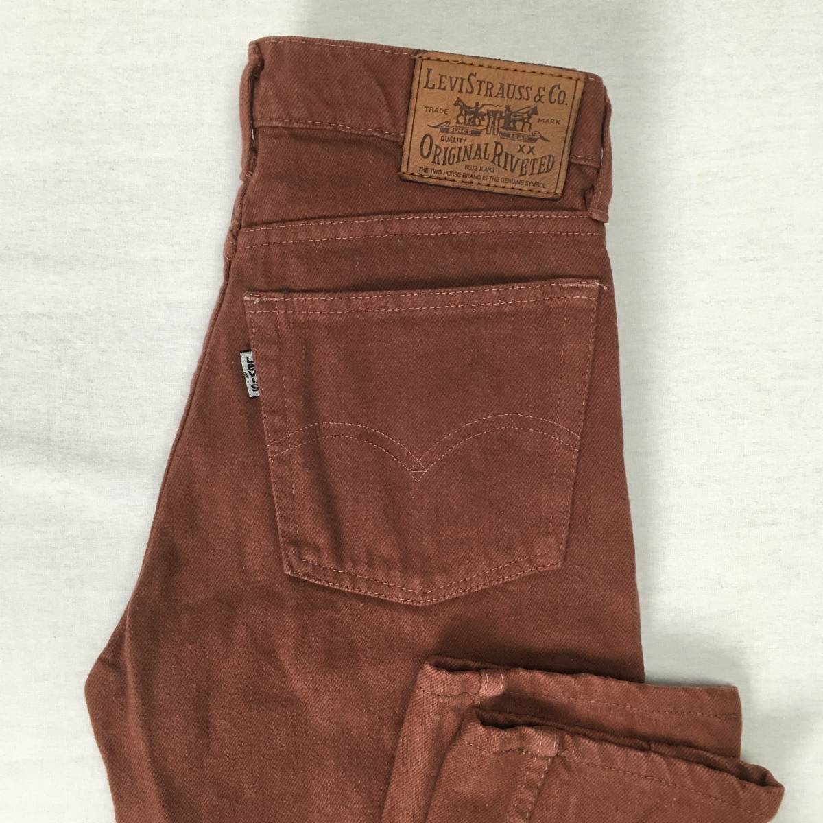 【90s】Levi's リーバイス 640-03 日本製 90年 カラー デニム ジーンズ テーパード W28 ジップフライ シルバータブ 革パッチ拍卖