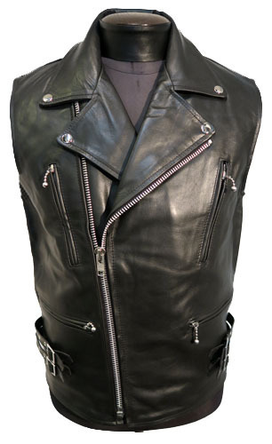 Mサイズ 本革 ライダースベスト UKライダース レザーベスト 3975 BLACK 黒 ブラック 牛革ジャケット 北斗の拳 ロンジャン カウレザー拍卖