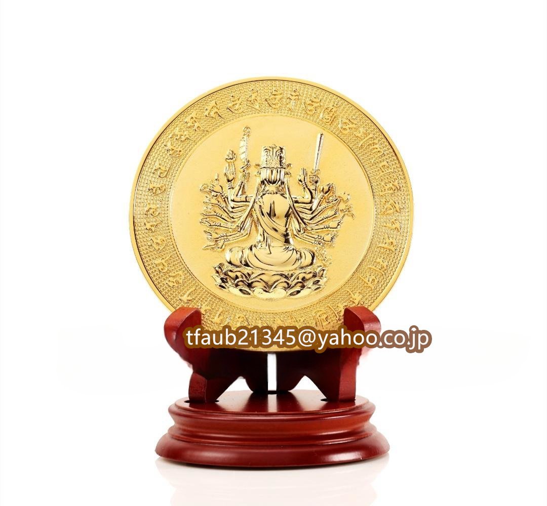 「密教法具 寺院仏具」極上品 准胝鏡 准胝観音 仏具 直径12cm 真鍮製 金メッキ加工拍卖