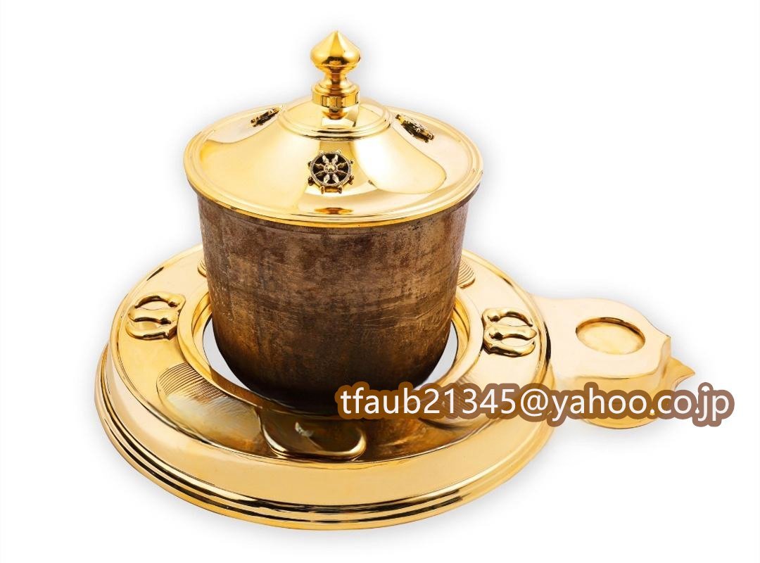 「密教法具 寺院用仏具」極上品 護摩用仏具 護摩釜 炉 蓋付 護摩焚き 護摩壇 仏具 仏教美術 祈願 祈祷 真鍮製 直径41cm拍卖