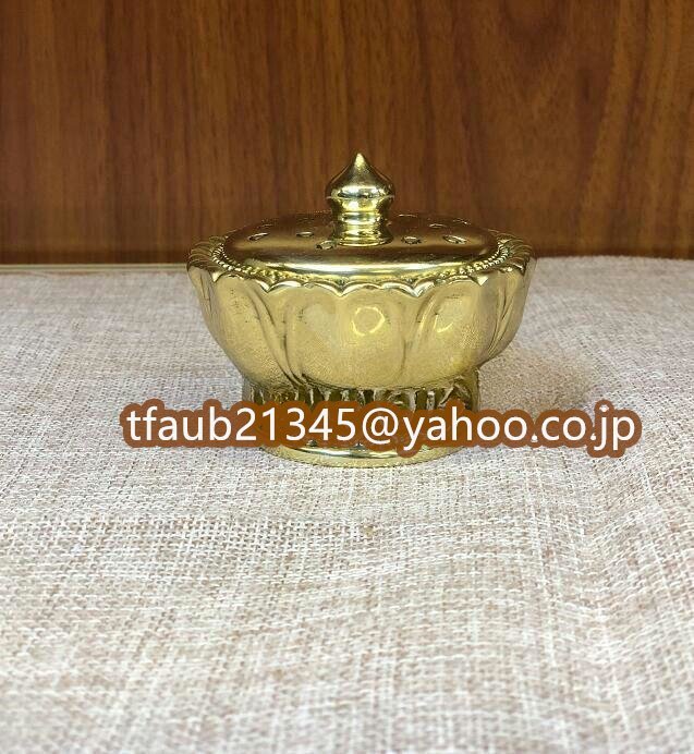密教法具 寺院用仏具」真言宗 蓮華型 焼香器 仏具 仏教美術 真鍮製 香炉 磨き仕上げ拍卖