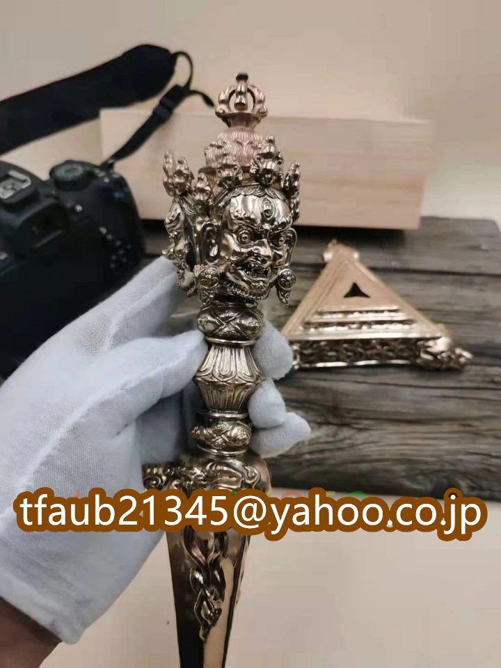 「密教法具 寺院仏具」 極上品 三面 金剛杵 プルパ 仏具 銅製 磨き仕上げ 高さ29cm 2.4kg拍卖
