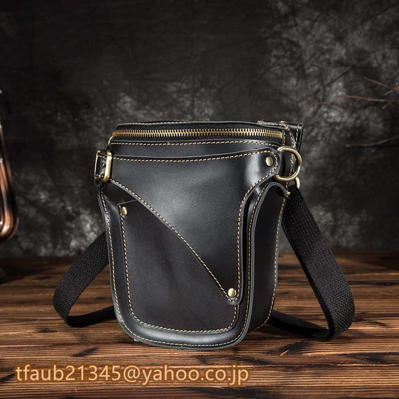 イタリアレザー&ハンドメイド手作り&ウエストバッグ 本革 2WAY ベルトポーチ ミニショルダーバッグ 牛革&鞄カバン拍卖