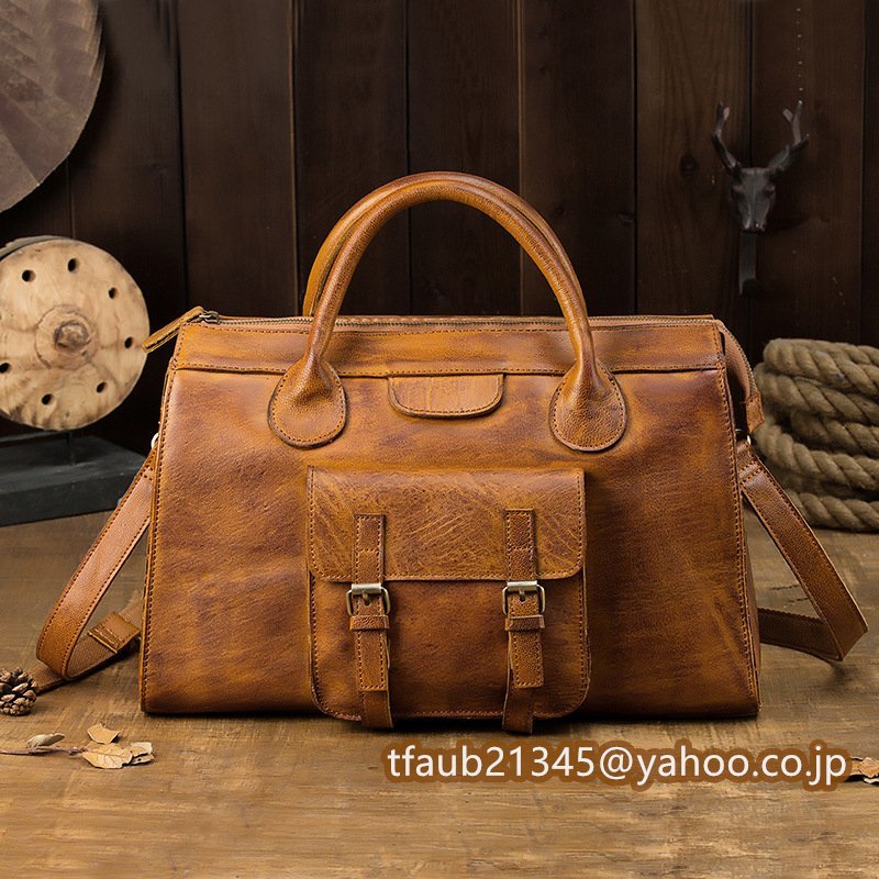 レザー ボストンバッグ ショルダー バッグ 2WAY 本革 厚手牛革 レザー メンズバッグ 大容量 トートバッグ 旅行バッグ拍卖