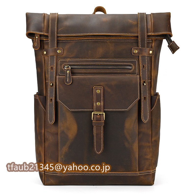 メンズバッグ 本革 大容量 リュックサック ディパック バックパック 牛革 レザー A4対応 通勤通学 旅行 厚手牛革拍卖