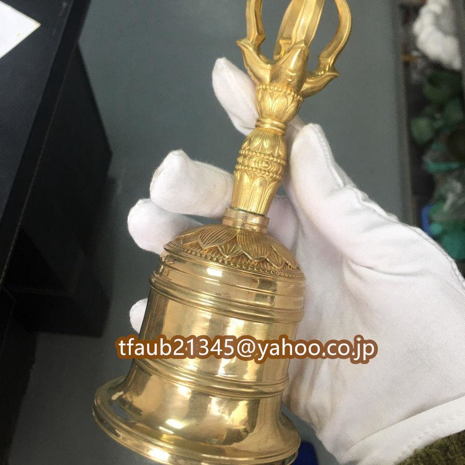 「密教法具 寺院仏具」極上品 真言宗 金剛鈴 仏具 銅製 磨き仕上げ 高さ17拍卖