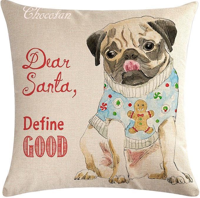 【送料無料】パグ クリスマス クッションカバー【新品】拍卖