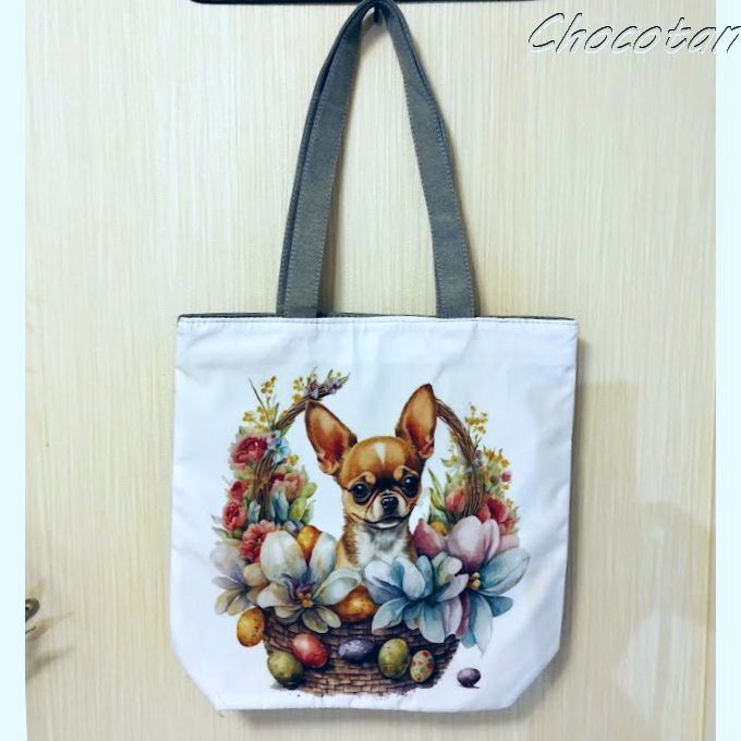 【送料無料】チワワ A 内布 ポケット付き トートバッグ【新品】拍卖