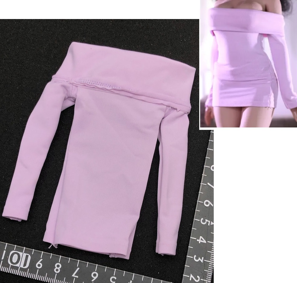 特価中)紫 1/6 女性 オフショルダー ドレス TBleague phicen 対応 服 (検 Jiaou doll DAMTOYS ホットトイズ verycool フィギュア拍卖