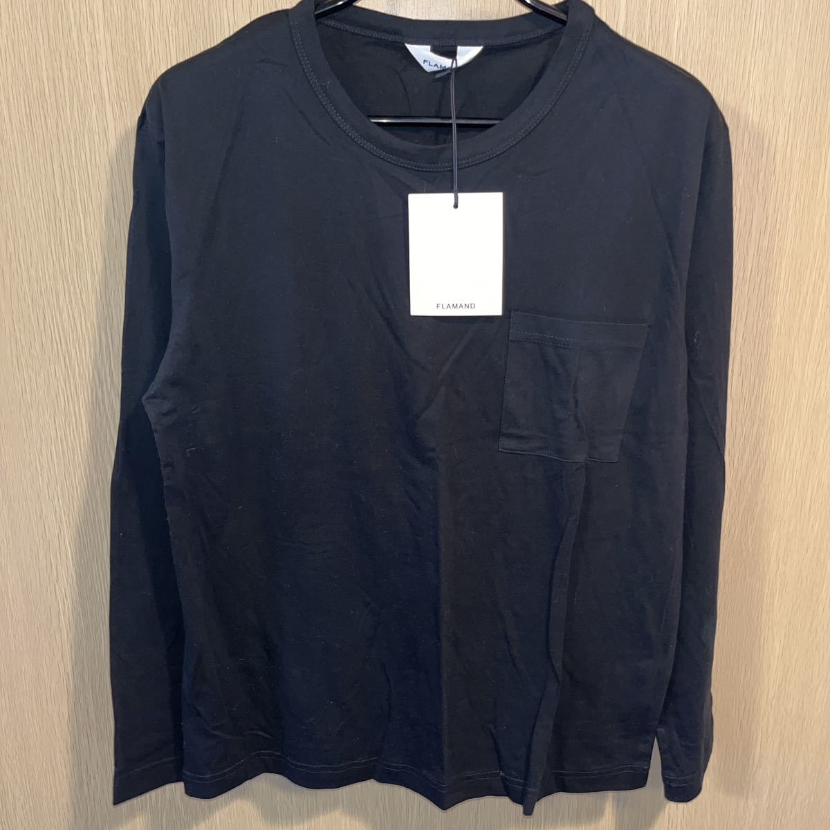 ◆新品未使用タグ付◆FLAMANDポケット付ロンT ブラック サイズ3 定価7000円+税拍卖