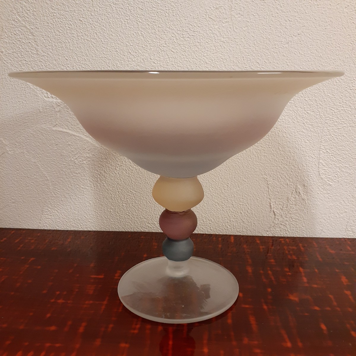 ガラス 大型 オブジェ コンポート krosno ポーランド製 約H24cm×口径31cm拍卖