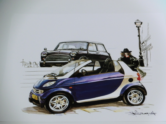 bowイラスト-273 / スマートカブリオ&ミニ / Smart Morris Mini Cooper -273-2001.03/1枚のみ拍卖