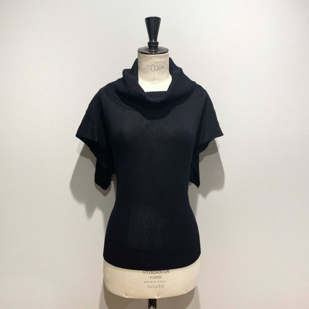 【送料無料】【未使用品】【1980s】【筆タグ】イッセイミヤケ タートルネック ニット 変形 トップス 黒 M ヴィンテージ アーカイブ拍卖