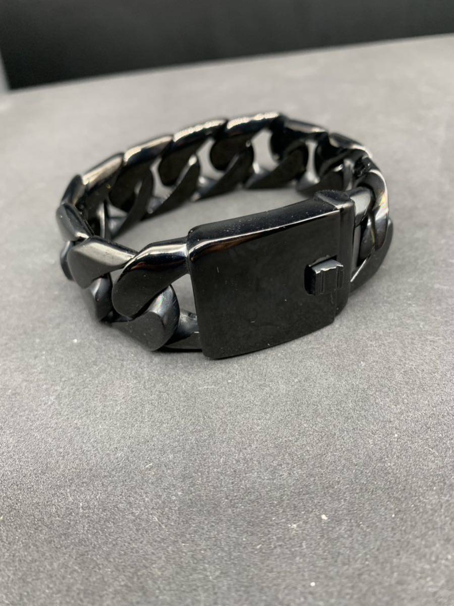 漆黒 ブラック 幅24㎜ ステンレス ブレスレット ブリンブリン 316L拍卖