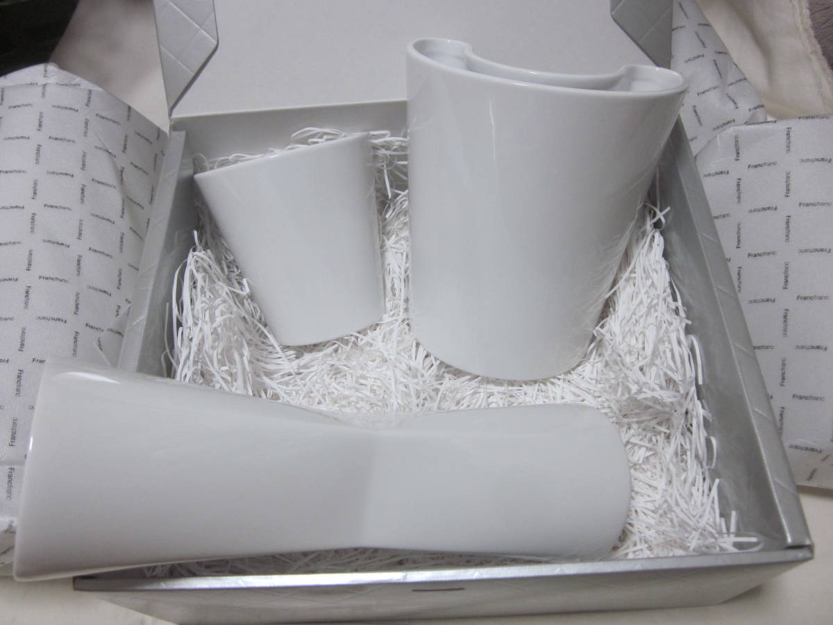 ■【Francfranc】■【フランフラン】■【センタースクエアベース L 他 花瓶 3個セット】■【白 ホワイト】■【未使用】■フラワーベース拍卖