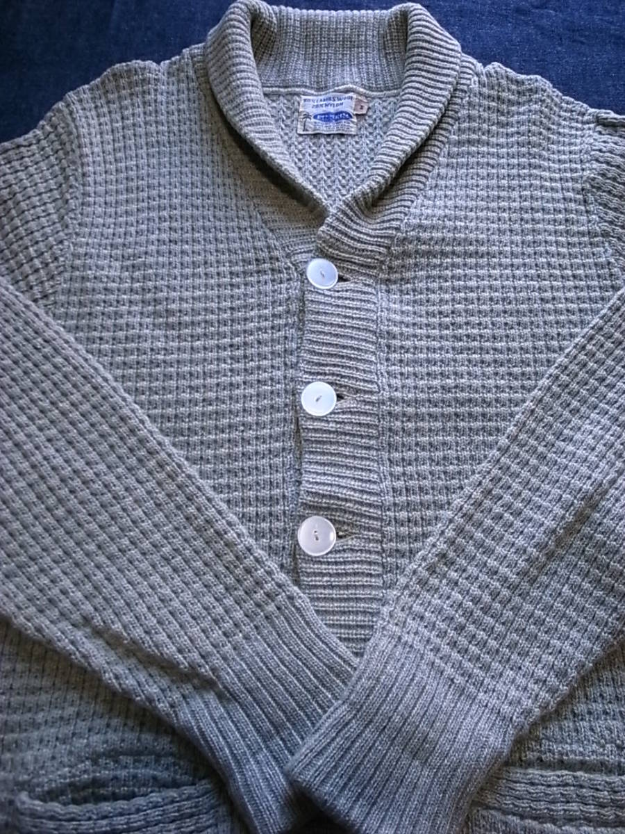 ビンテージ●60’s 米国製・PILGRIM SEARS ROEBUCK◆霜降り・IVY系 ウール・ショールカラー カーデガン・表示サイズM・グレー・良好拍卖