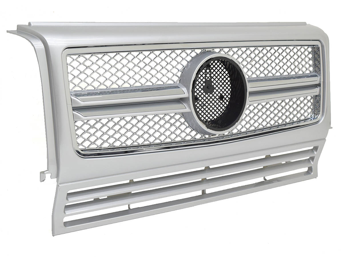 W463 グリル フロント ダブルファン対応 シルバー G65type メルセデス ベンツ Gクラス ゲレンデ 国内発送 即納 カスタム フェイス拍卖