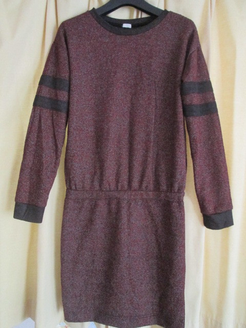 USED★GU スウェット調長袖タイトワンピ ボールド Sサイズ拍卖