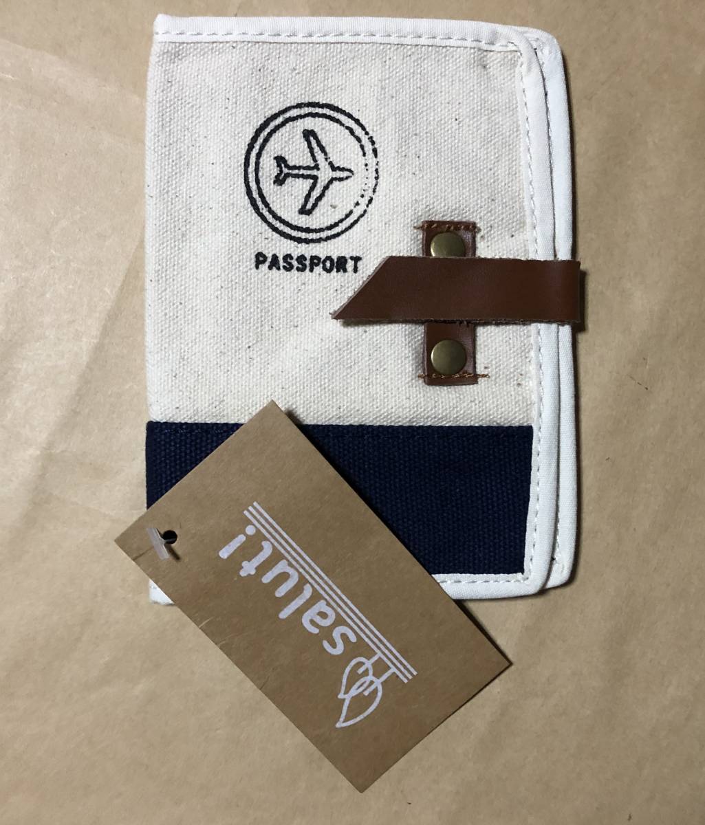 【同梱不可!】salut! (サリュ)パスポートケース(カバー)ネイビー★海外旅行 チケットホルダー拍卖