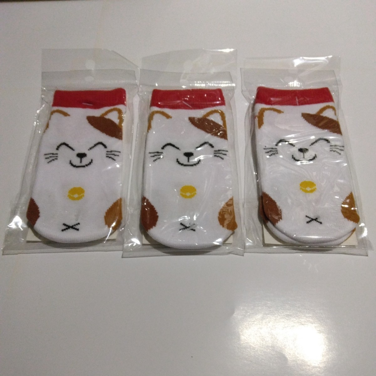 まねきねこ デザイン キッズソックス 3点セット 未開封品 未使用品 保管品拍卖