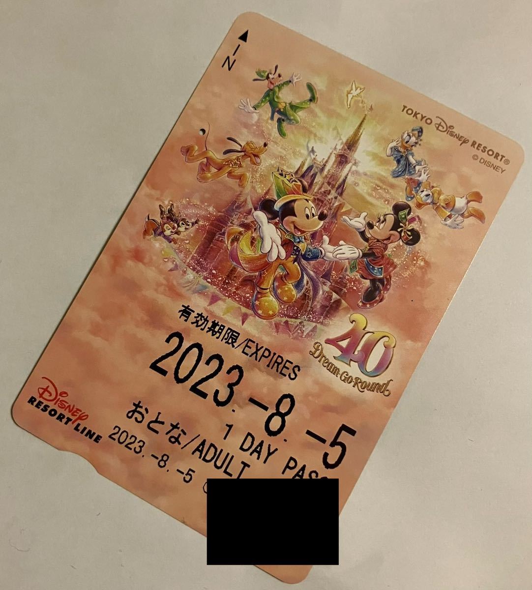 使用済み ディズニーリゾートライン フリーきっぷ 切符 ディズニーランド40周年アニバーサリー 40th ディズニーランド TDR拍卖